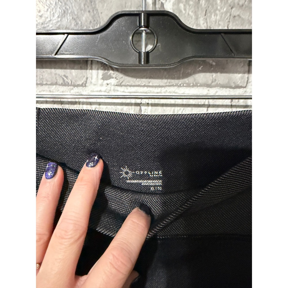 OFFLINE by Aerie Women XL Gray Ribbed Panel High Waisted Athletic Leggings - Picture 3 of 3